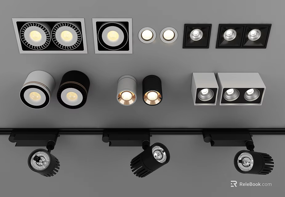 Downlights And Spotlights Various Design Styles For Modern Home Ceiling Lighting 3d model