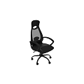 Ergonomic Black Office Chair With Mesh Back Leather Seat Armrests And Swivel Wheels