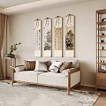 New Chinese-style double sofa 3d model
