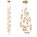 Modern Gold Pendant Lights with White Oval Shades Hanging In Contemporary Design