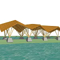 Modern Style Bamboo Structure Corridor Frame Outdoor Rest Corridor 3d model