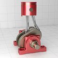 Red Industrial Piston Connecting Rod Mechanism With Metal Assembly And Base Structure