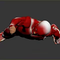 Human Organ Muscle Structure Anatomical Model With Red Muscles White Bones And Raised Arm Pose