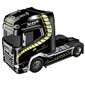 Scania Truck Featuring Black Body Gold Snake Design and Dynamic Driving Scene 3d model