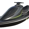 Sleek Black Wave Craft Yacht With Green Accent Stripes And Modern Design