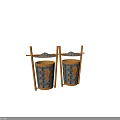 Public Facility Bamboo Trash Bins With Wooden Frame For Outdoor Public Areas