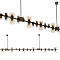 Modern Linear Chandelier Design With Multiple Light Bulbs And Metal Frame 3d model