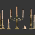 Decorative Brass Candle Holders with Classic Design and Multiple Styles on Shiny Tabletop
