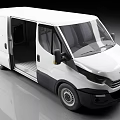 White IVECO Van With Open Side Doors Revealing Spacious Interior Cabin Commercial Cargo Vehicle Design
