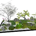 Lush Courtyard Garden Design With Trees Rocks Plants And Deer Ornament