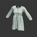 White Knitted Dress With Peter Pan Collar Long Sleeves Loose Fit For Casual Daily Wear