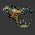 Orange And Blue Aquatic Animal With Unique Fins Tail And Artistic Design Features Structure