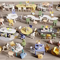 Children's Table and Chair Combination Building Blocks Toy Table Children's Seat 3d model