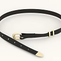 Classic Black Leather Belt With Gold Buckle And Metal Rivets Design