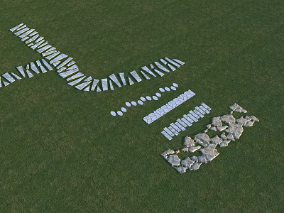 Natural Stepping Stones Path on Green Grass with Scattered Stones 3d model Natural Stepping Stones Path on Green Grass with Scattered Stones 3d model