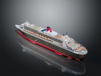 Large Luxury Cruise Ship With Swimming Pool On Upper Deck And Open Leisure Areas 3d model