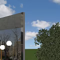 Neighborhood Welcome Sign at Community Entrance with Residential Buildings and Green Landscape