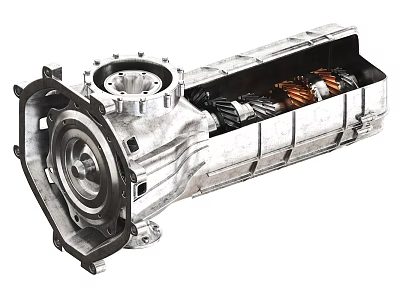 Industrial Electric Motor With Metal Housing Internal Gears And Copper Coils 3d model