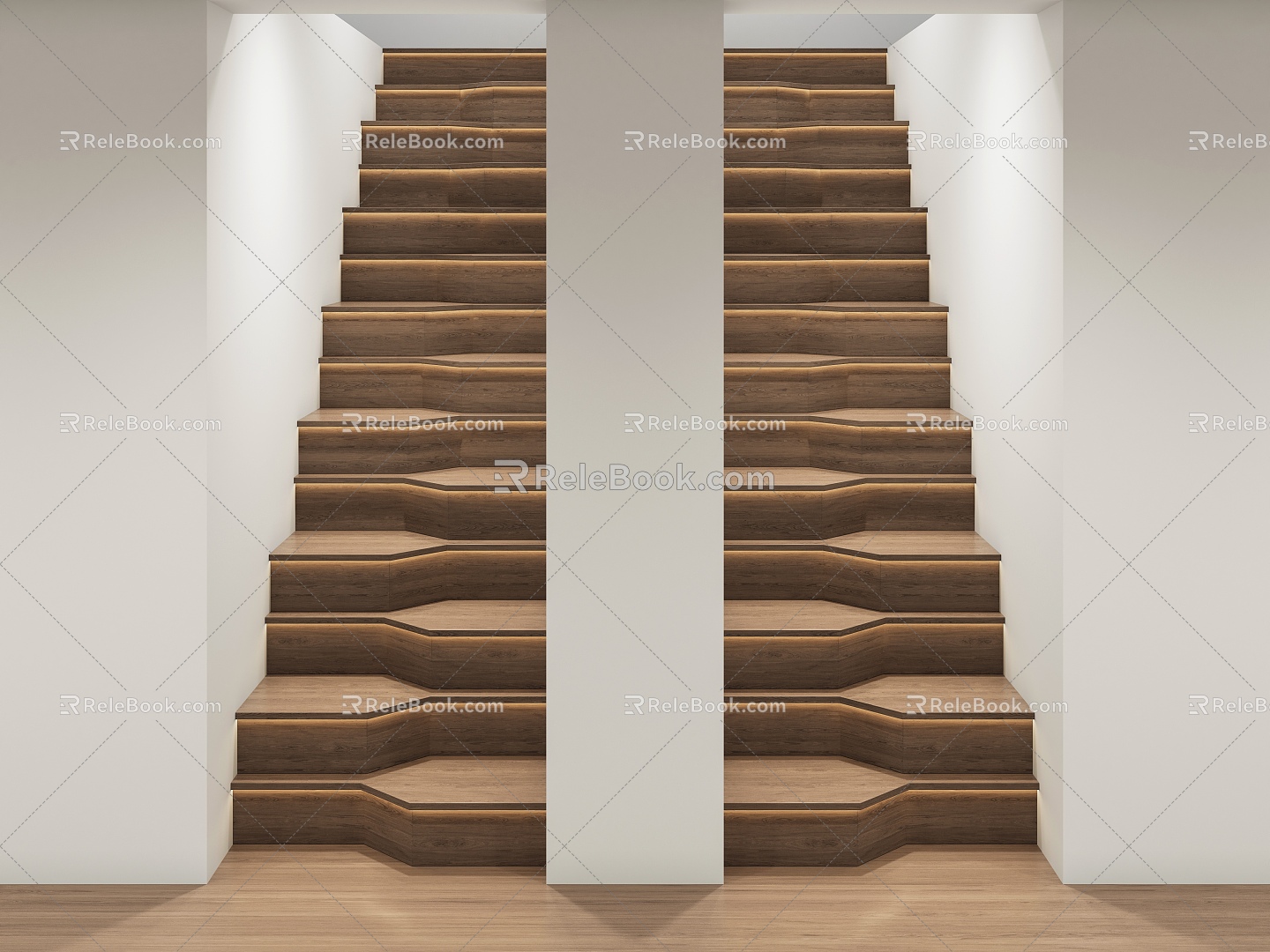 Modern wrong step staircase wooden staircase 3d model