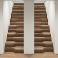 Modern wrong step staircase wooden staircase 3d model