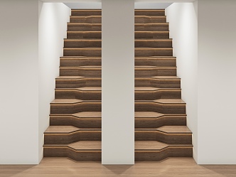 Modern wrong step staircase wooden staircase 3d model