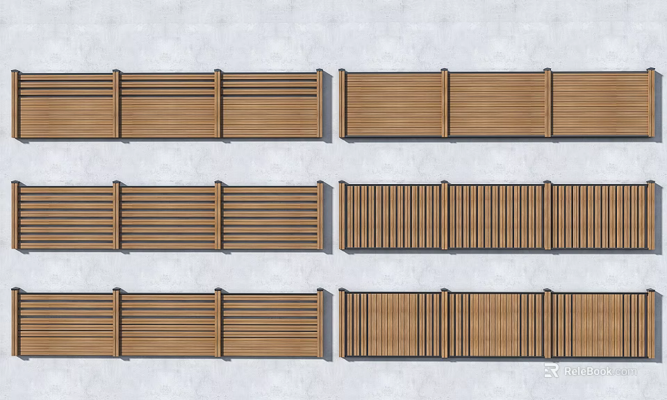 Wooden Slatted Fence Design Ideas For Outdoor Garden And Yard Decoration 3d model 