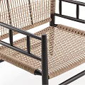 Minimalist Armchair With Black Wooden Frame Gray Cushion And Woven Details