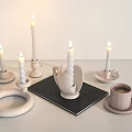 Modern Soft Pink Candle Lamps With Decorative Designs And Mat For Tabletop Decor