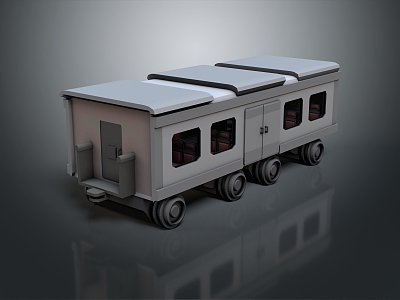 Modern train carriage trailer vintage train 3d model