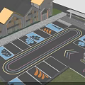 Eco friendly Parking Lot with Leaf Shaped Spaces Curved Driveway and Green Landscaping