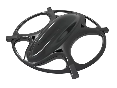 Black Circular Mechanical Component With Hollow Design And Support Brackets 3d model