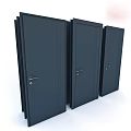 Three Dark Blue Modern Hinged Doors With Simple Lines And Sleek Design 3d model