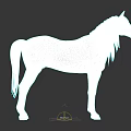 White Horse 3D Model Sculpture With Detailed Mane And Tail On Dark Background