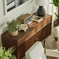 Modern Living Room Interior With Beige Sofa White Chairs Green Plants And Large Windows