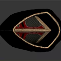 Black Decorative Bowl Design With Red And Gray Checkered Interior And Golden Edge