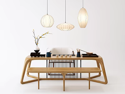 New Chinese Tea Table and Chair 3d model