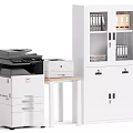 Modern Office Setup With Multifunction Printer Scanner And White File Cabinet 3d model