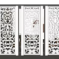 Elegant White Laser Cut Room Divider With Ornate Patterns For Modern Interior 3d model