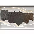 Modern Ceiling Design With White Wavy Lines Lighting Dark Textured Panel And Frame 3d model