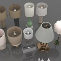 Various Table Lamps With Different Fabric Shades And Bases For Home Furniture