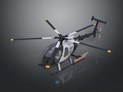 3D Model Of White Helicopter With Black Rotors And Missile On Gray Background 3d model