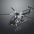 3D Model Of White Helicopter With Black Rotors And Missile On Gray Background