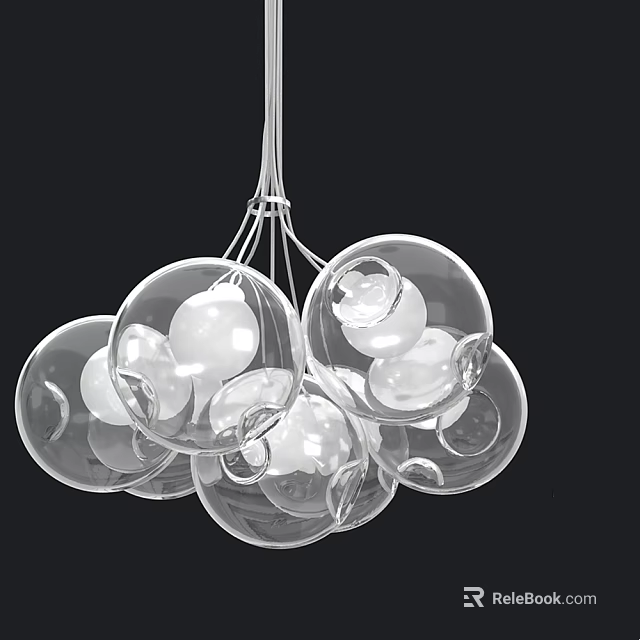 Modern Transparent Glass Spherical Pendant Light With Decorative White Inner Balls 3d model 