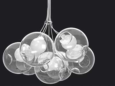 Modern Transparent Glass Spherical Pendant Light With Decorative White Inner Balls 3d model