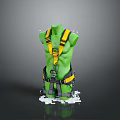 Yellow Safety Harness For Daily Use Displayed On Green Mannequin With White Fragments