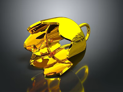 Shiny Golden Decorative Object With Smooth Reflective Surface On Black Background 3d model