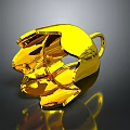 Shiny Golden Decorative Object With Smooth Reflective Surface On Black Background