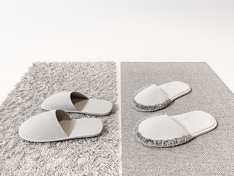 Modern Slippers Hotel Slippers Cloth Slippers Woolen Carpet 3d model