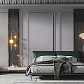 Elegant Modern Bedroom Interior With Paneled Walls Dark Green Headboard And Pendant Lights