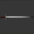 Medieval Long Sword With Blue Steel Blade And Red Wrapped Handle